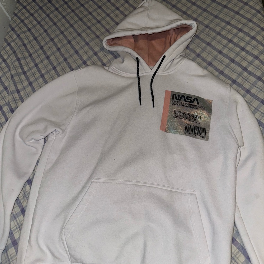 NASA graphic white hoodie